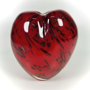 Artisan Blown Glass Red/Gold Heart VASE Aventurine Mica Valentine Paperweight